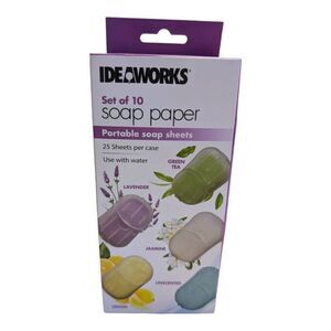 Ideaworks Soap Paper 10 Travel Cases 25 Soap Sheets Per Case Scented Pocket-Size